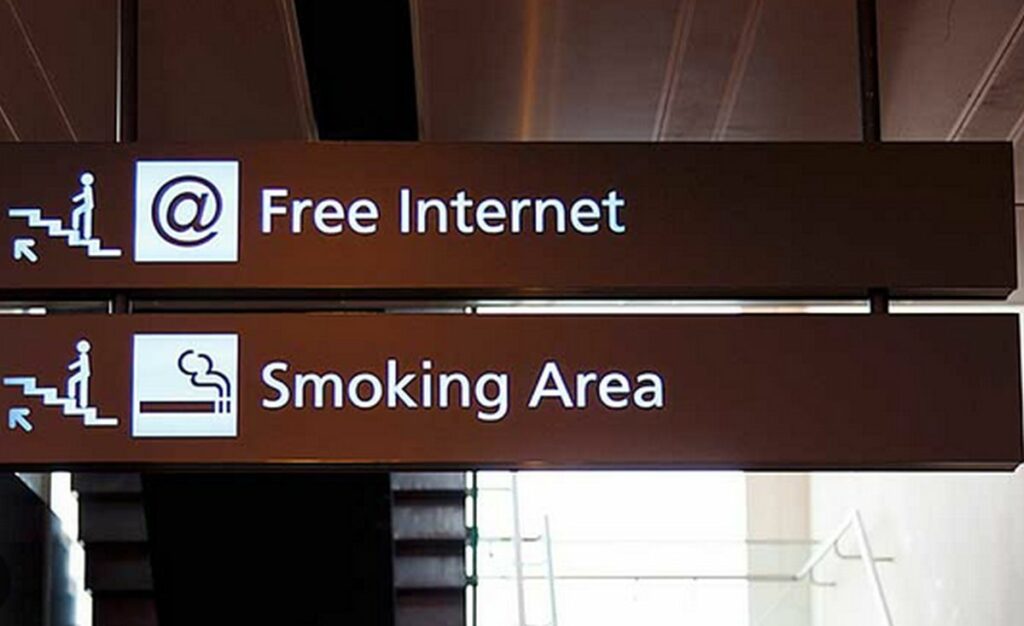 Where to find the smoking area at Birmingham Airport